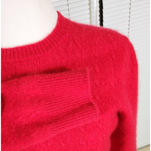 Alan Flusser Med $120 Red Soft Crew‎ Neck Cable Knit 100% Pure Cashmere Sweater - Picture 4 of 8